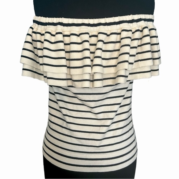J Crew Striped Off Shoulder Ruffle Striped Top Size Small - Picture 4 of 6